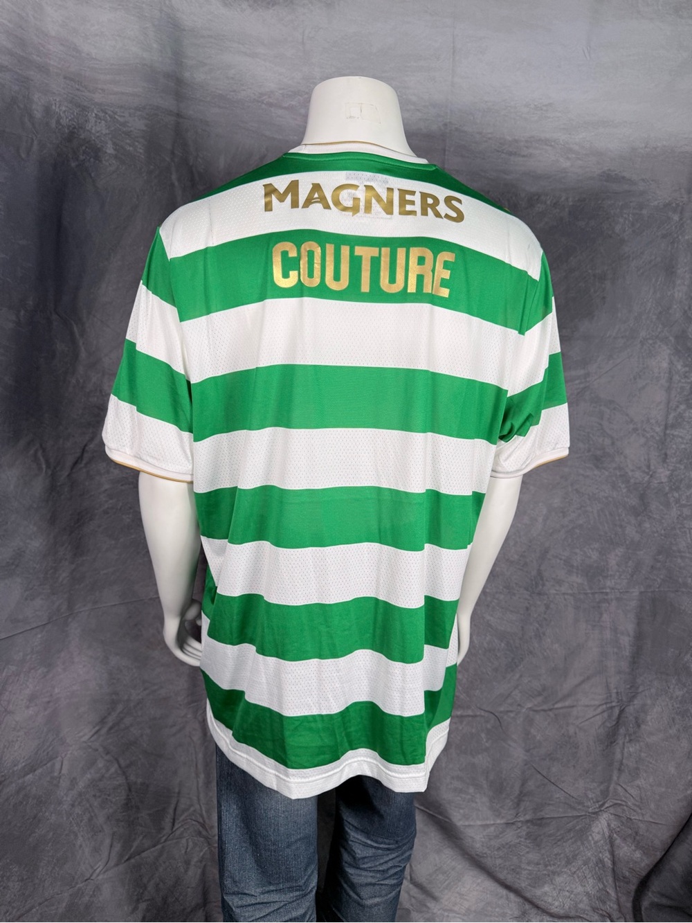 New Balance Green & White Striped Men’s Jersey with Gold Lettering
